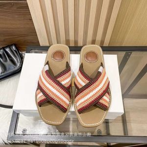 Slide Miui Kanalismus Sandalen Chlooe H Hausschuhe Frauen lässige Outwear Ribbon gestrickt flach unteren Hausschuhen