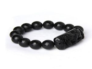 Cała Black Black Natural Obsydian Stone Bransoletka Sześć słów Buddha Beads Pixiu bransoletki dla mężczyzn Kobiety moda błogosław biżuteria B8398092