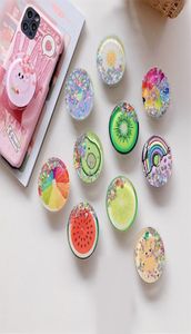 Whole Quicksand Fruits Rainbow Expanding Stand Mount Phone Socket Fold Mobile Smartphones Pocket Desktop Bracket Phone Stand H4836874