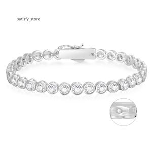 Sparkling 5A CZ Silver smycken Bangle Round Chain Cubic Zirconia 14K Guldfylld 925 Sterling Silver Tennisarmband för kvinnor