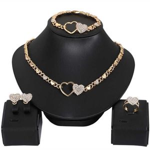 Afrikanska smycken set för kvinnors hjärthalsband set bröllop smyckesuppsättningar örhängen xoxo halsband armband gåvor 2106192630
