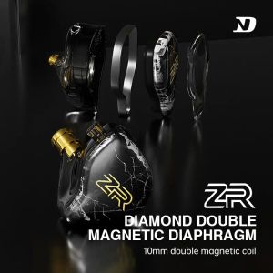 Fones de ouvido nd zr diaml diafragma earphone hifi febre grade de alta qualidade com fio estágio de monitoramento ao vivo devolução de ouvido