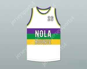 Anpassad valfri namnnummer Mens Youth/Kids Juvenile 26 NOLA Bounce White Basketball Jersey Top Stitched S-6XL