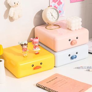 Bins Drawer Storage Box Cartoon Desktop Stationery Storage Box for School Dormitory Stackable Cosmetics Sundries Storage Organizer