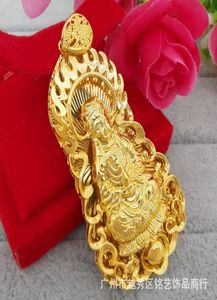 Guanyin Buddha Pendant Sand Gold Flame Guanyin Stora och små hängande kedjelösa Buddha -halsbandsgåva för släktingar7470109