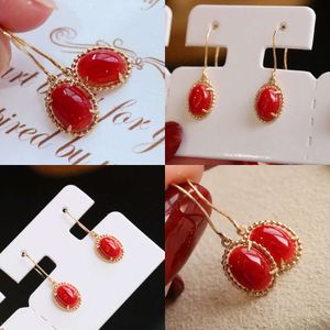 23070505 Diamondbox CORAL Jewelry Earrings Ear Studs Oval Style 1.75Ct RED Pendant Au750 YELLOW Gold AKA JAPAN OXBLOOD Vintage Ethnic Queen Elegant Original Quality