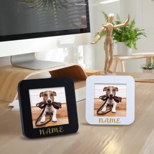 Frames Custom Pet Picture Frame Engraved Dog Name Memorial Wood Photo Frame Gift for New Dog Mom Adoption Passing Away Remembrance Gift