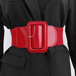 Bälten plus size Black Elastic Cummerbunds Womens Wide Black Tight Mitting Corset med Dalian Dress Red Belt Design med vita kvinnors kläder Q240425