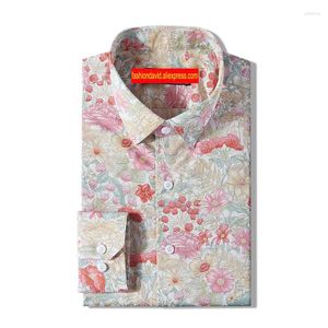 Men's Casual Shirts Custom Tailor Made Bespoke Business Formal Wedding Ware Blouse Floral Cotton Dress Designer Red Yellow