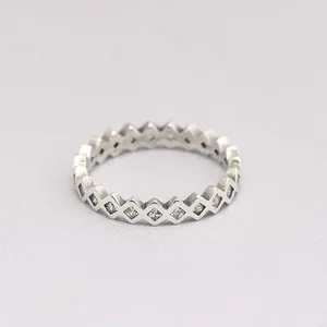 Cluster Rings High Quality Genuine 925 Sterling Silver Square Eternity Ring With Classic CZ Compatible European Jewelry