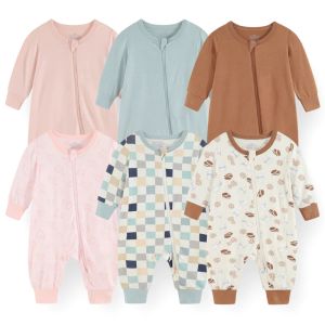 One-Pieces 2/3Pieces Unisex Rompers 2Way Zipper New Born Baby Girl Clothes Sets Autumn 024M Cotton Baby Boy Clothes Cartoon Spring