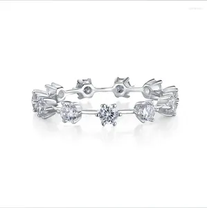 Cluster Rings 2024 S925 Серебряное кольцо с бриллиантами отделенным дизайном минималистской ins Cool Style Stacked Fashion Wersatile