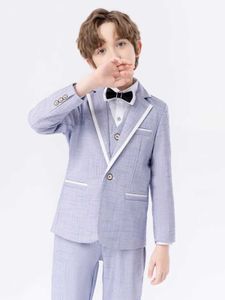 Anzüge Kinder elegante Jacke Weste Hosen Bowtie 4pcs Fotografie Anzug Jungen Hochzeitskleid Kinder Smoking Set Teen Birthday Party Kostüm