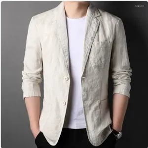 Ternos masculinos de linho da moda Blazer Spring Autumn Cotton Jacket