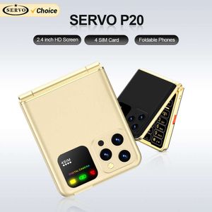 Servo Retro Flip Telefon komórkowy 4 SIM CARD STANDY 2G MP4 Big Magic Voice Latarka szybkość wybierania Czarna lista telefonów