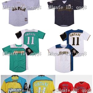 Kob Top di qualità 1 Giappone Samurai 16 Shohei Ohtani Jersey Black White Stripe Pinstriped Hokkaido Nippon Ham Fighters Jersey Movie Cucite