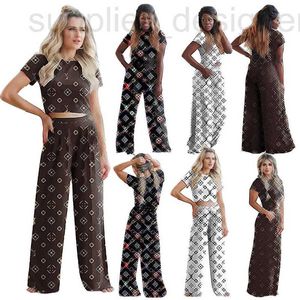 Women's Two Piece Pants designer DD0037 Summer New Comfortable and Sexy Short sleeved Wide Legged Set Fashionable P1OC