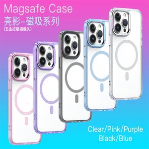 2014 iPhone 15のホット透明なクリア電話ケース14 Pro Max 13 12 11 Pro Max Xr XS 7 8 Plus Magnetic Wireless Charging Cover Shockproof Non-Yellowing Acrylic