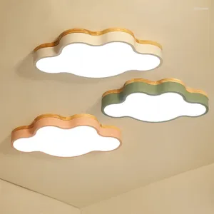 Ceiling Lights Wood Led Light Metal Lampshade For Living Room Bedroom Cloud Lamp Indoor Children Kids Boy Girl