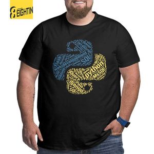 Herrt-shirts män python programmerare t skjortor dator mjukvaru utvecklare kodare kodning 100% bomullskläder kort ärm o nacke-skjorta t240425