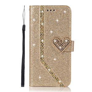 Custodia per telefono in pelle Bling PU con cinturino per il cavalletto per iPhone 15 14 13 12 11 Pro Max