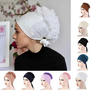 Hijabs muslim modische Frauen Hijab Schal Stretch Turban Bintenbindung Back -Back -Volumizer Unterstrich Stirnband Indian Wrap Headwrap D240425