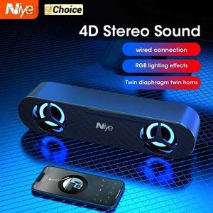 Портативные динамики 4D Служба звуковая панель с RGB Light Dischers Computer Stereo Bass Subweer Dinger для ноутбука домашний театр Caixa de Som D240425