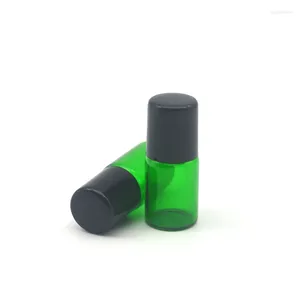 Butelki do przechowywania 100pcs mini 2 ml wałka szklana butelka do napełniania olejku eterycznego Perfume Perfume Press Roll-on Green