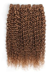 30 jasnobrązowy brazylijskie dziewicze kręcone ludzkie włosy splot włosów Jerry curl 34 wiązki 1624 cala Remy Human Hair Extension9207212