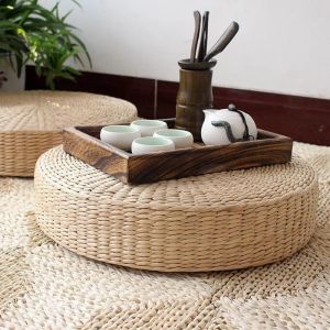 Pillow 40cm Tatami Cushion Round Straw Weave Handmade Pillow Floor Yoga Chair Seat Mat Height 6 10 20 30cm