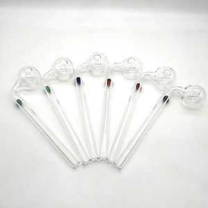 Pyrex glass oil burner pipe smoking accessories 14cm 90° LOGO color transparent big tube nail tips bong LL