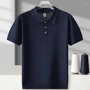 Męskie polo mężczyzn 2024 Summer Mashing Ice Silk Cienka koszulka polo męska Krótkie rękawe T-shirt Męski stały kolor lapowy Tops TEE D331