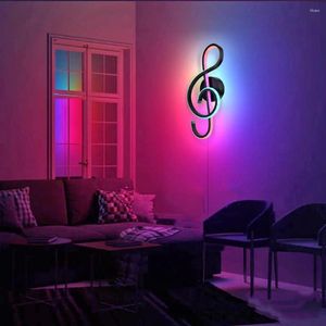 Lampa ścienna prosta nuta muzyczna LED w kształcie nuty nowoczesny spiralny nocny wystrój