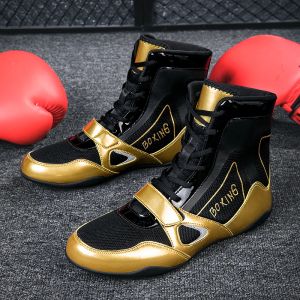 Boots Professional Unisex Gold High Top Wrestling Schuhe Box- und Kampftrainingstiefel Outdoor Sports Schuhe Großgrößen 3647