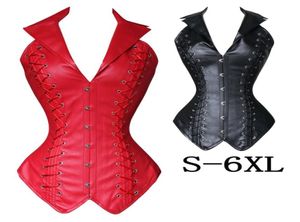 Kvinnor Long Corset Shapewear Faux Leather Steel Bond Steampunk Bustier Corset Gothic Bustier Sexig underkläder plus storlek S6XL9869681