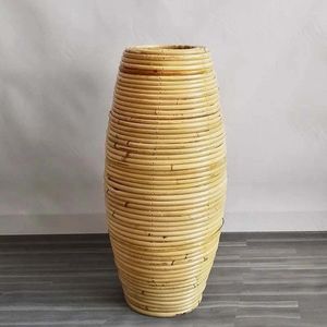 Vasen 40 cm Höhe natürlicher indonesischer Rattan Blume Vase handgefertigtes Webstab Material Home Wohnzimmer Dekorative Ornament
