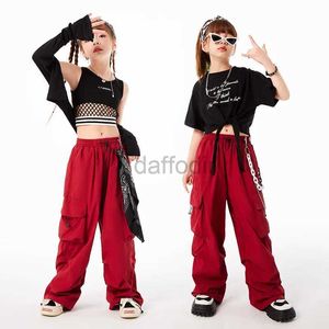 Stage Wear Kids Ballroom Dancing Clothes Jazz Dancewear Party Stage Outfits Street Dance Wear Hip Hop Costumes for Girls Boys T Shirt Pants d240425