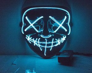 Halloween LED Mask Purge Maski Maska Partia Wyborcza Świeć Maski Glow In Dark Neon Mask 6702745