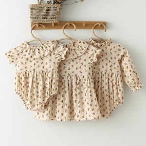 Jednoczęściowe dziewczynka romper kwiatowy bawełniany bawełniany bawełniany krótki rękaw nowonarodzony sukienka kombinezon niemowlę ubranie dziewczynka letnia ubranie
