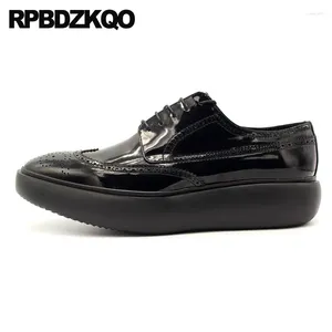 Casual Shoes Patent Wingtip Large Size Creepers Men Oxfords Handmade Genuine Leather Spring Famous Real Brogue Platform European