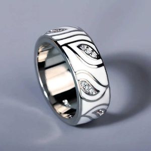 Anéis de banda 925 folhas brancas de prata Sparkling cz anel de jóias conjunto de jóias finas para mulheres para mulheres H240425