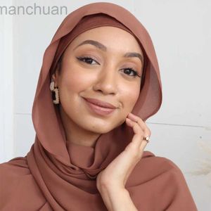 Hijabs novo design instant hijab de alta qualidade grossa pesada hijab de chiffon com hijab interno subdircarf d240425