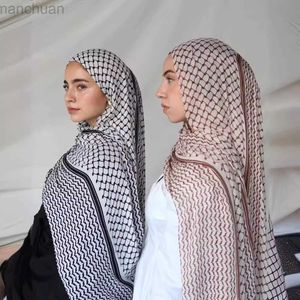Hijabs palestyna szalik keffiye drukowana szyfonowa chustka na Bliskim Wschodzie Dubaj Trkey Opaska na głowę muzułmańskie kobiety hidżab islam szalik żeńska turban D240425
