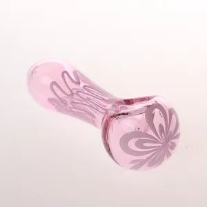 Retail In Stock L10.5cm Pink Color Flower Style Tobacco Smoking Hand Pipe/Smoking Glass Hand Pipe/Custom Glass Tobacco Pipe