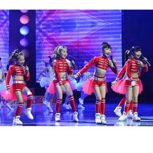 Stage Suit Paillette Modern Dress Girl Cheerleading Ubrania Dzieci Dance Zwiedź Kid Hip-Hop Hip Hop Jazz Dance Costume D240425