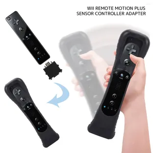 Controladores de jogo 2pcs Motion Plus Adaptper Accelerator com Silicon Case Sensor Controller Uso para Wii Remote Black