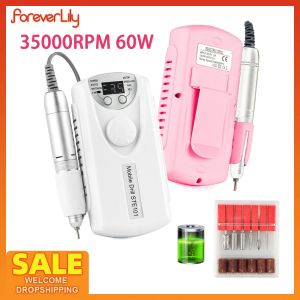 Frills Wireless Breath Manicure Grinder Machine 35000rpm Máquina de moagem de polimento de unhas de unhas 65W Ferramenta de arte de pregos de moagem de pregos