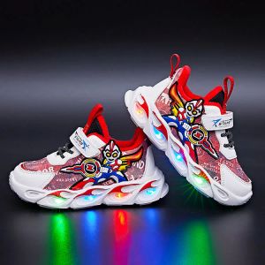 Boots 2023 Boys New Cartoon Sneakers Children Baby Autumn LED Luminous Sports Shoes Kids Winter Warm Casual Light Up Shoes Size 2231
