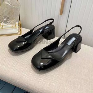 Dress shoes Patent leather pumps elegant summer triangle brushed leather sandals shoes for women slingback pump luxury footwear women high heels party wedding 2.3 05