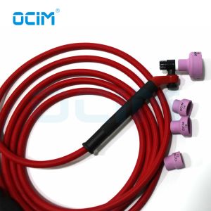 Suits Nr9 4m Red Super Soft Hose Braided Aircooled Complete Tig Welding Torch 3570 Connector+ceramic Nozzle Cups Kits